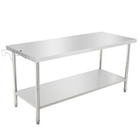 Garvee 72"L x 30"W x 35"H Commercial Food Prep Table Metal Kitchen Work Table with Adjustable Under Shelf, Stainless Steel Table with Hooks for Restaurant, Garage, Warehouse and Hotel