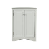 Garvee Yiwa Triangular Wooden Corner Cabinet with Doors & Adjustable Shelves for Bathroom Kitchen Living Room Grey, Space-Saving, Durable MDF