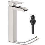 Garvee Short Handle Waterfull Bathroom Faucet in Brushed Nickel Finish - Brushed Nickel