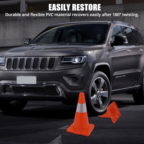 Garvee 12-Pack 18" Traffic Cones with Reflective Collars PVC Base for Road Parking Construction Home Use Orange