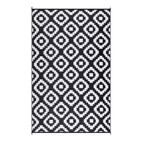 Garvee Outdoor Black & White 6x9 reversible plastic straw rug, washable, waterproof, Perfect for patio, porch, picnic, camping, RV, beach, trailer