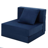 Garvee Folding Sofa Bed, Foldable Couch Bed with Pillow, Convertible Sleeper Chair Folding Sofa Mattress, Futon Floor Couch with Memory Foam Washable Cover for Living Room/Bedroom/Guest, Single Size, Blue