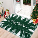 Garvee Christmas Rug Door Mat Indoor Entrance 2x3 Washable Rug Snow Non Slip Kitchen Rugs Bath Mat Entryway Rug Stain Resistant Carpet for Living Room Green 2'x3' - Green