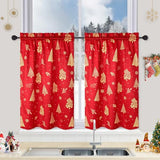 Garvee Christmas Kitchen Curtains for Windows, Velvet Short Curtains, Christmas Decoration Cafe Curtains, Thermal Insulated Room Darkening Curtain (Red, 52" W x 30" L, Set of 2 - Red