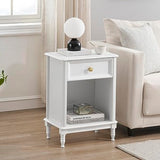 Garvee White Nightstands Set of 2 with Drawer & Shelf, MDF Material, Modern Design, for Bedroom, Living Room, College Dorm - White