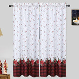 Garvee Curtains, Xmas Floral Cafe Curtains, 2 Panels Canvas Short Curtains Buffalo Plaid Christmas Kitchen Curtains Tier Half Door Window Drapes Rod Pocket Living Room Bathroom, Red, 27 x 45 Inch - Red