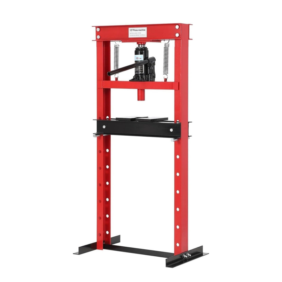 Garvee 12 Ton Hydraulic Press Heavy-Duty Adjustable H-Frame Garage Floor Shop Press for Automotive Repair Metal Straightening 31.5" Adjustable Range, Red