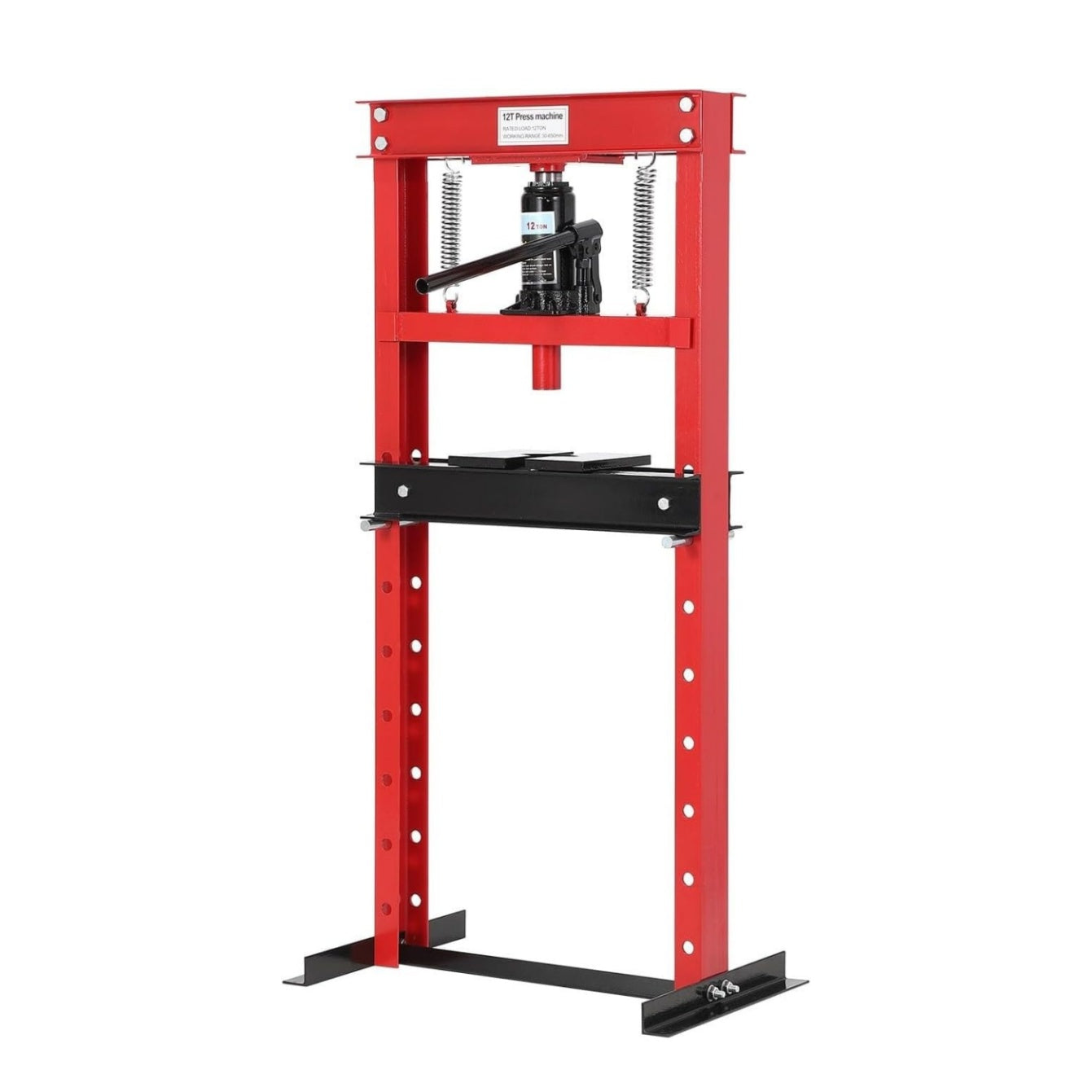Garvee 12 Ton Hydraulic Press Heavy-Duty Adjustable H-Frame Garage Floor Shop Press for Automotive Repair Metal Straightening 31.5" Adjustable Range, Red