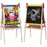 Garvee Easel for Kids with Drawing Paper Roll, Adjustable Standing Kids Easel, Kids Easel Double Sided Wooden, White Board & Magnetic Drawing Board & Paper Roll, Paint Art Set for Kids Toddlers 4-8 9-12（3+）