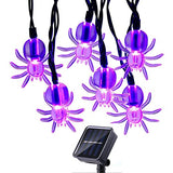 Garvee LED Solar Light with Spider Bubble Colored Lights, Purple Light 8-Mode Ghost Inns Room Decorative Colored Lights for Halloween Parties, Outdoor Courtyard Decoration, House Interior, Purple Bat Style - Transparent