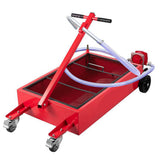 Garvee 20 Gallon Hand Pum Low Profile Portable Oil Drain Pan,with T-Handle,for Car,Suvs with Hose,Casters - Red - Red