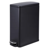 Garvee Slim Trash Can with Lid, 12 Gal Stainless Steel Kitchen Garbage Can, Narrow Metal Trash Bin, Black, 45L Capacity, Step On Foot Pedal - Black