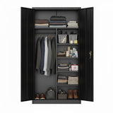 Garvee Heavy-Duty Steel Storage Cabinet 20.47"×6.3"×74.02" – Locking Doors, Adjustable Shelves & Hanging Rod, Freestanding Closet for Garage/Office/Home/Gym, Black
