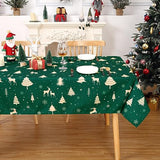 Garvee Christmas Table Cloth Rectangle 60x84 Inch, Waterproof Holiday Xmas Deer Tree Kitchen Farmhouse Christmas Table Decorations for Home Dining Party, Oblong Table Cloth for Indoor Outdoor, Green - Green