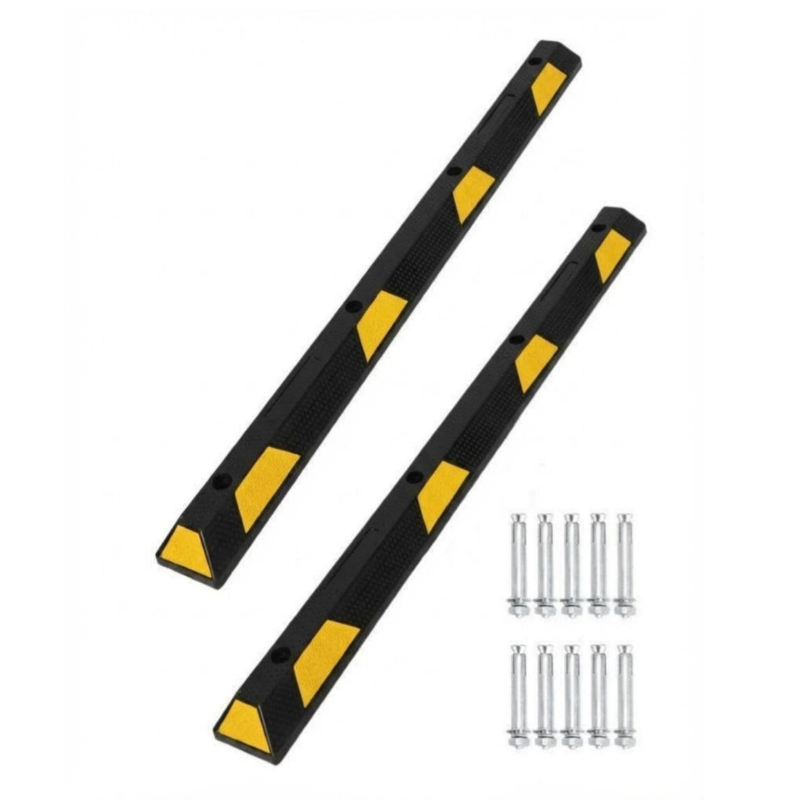 Garvee 72 in Rubber Parking Curb Heavy Duty Reflective Stripes Garage Bumpers 72x6x4 in Black