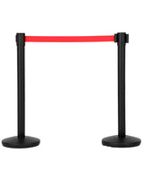 Garvee Crowd Control Stanchion Set 2 Pack With Retractable Belt, Heavy Duty Steel, 6.6 Ft Red Belt, Commercial Events, Banks, Hotels - Red