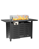 Garvee 55 Inch Gas Firetable, 48000 Btu Outdoor Propane Fire Pit with Lid, Glass Wind Guard, Waterproof Cover, 2 In 1 Firepit Table On Patio Deck Garden Backyard - Black