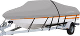 Garvee Waterproof Boat Cover 420D Polyester Canvas UV-Resistant Tear-Resistant Fits 17-19ft V-Hull Tri-Hull Fishing Boat