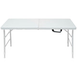 Garvee 4ft Portable Folding Table, Height Adjustable with Carrying Handle for Dining, Picnic, Party, Camping. - White