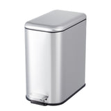 Garvee Bathroom Trash Can with Lid, 3.2 Gallon Stainless Steel Garbage Can, Small Step Wastebasket for Toilet Bedroom Office, Silver, Slim Design - Silver
