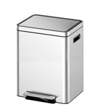 Garvee 40 L/10.6 Gallon Dual Trash Can, Rectangular Waste Basket with Metal Lid & Step Foot Pedal, Double Compartment Classified Garbage Can, Stainless Steel Trash Can with Removable Inner Bucket - Silver