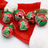 Garvee Christmas Hanging Ornaments, 6pcs Pre-Strung Plastic Balls, Shatterproof Xmas Balls Decoration for Christmas Tree, Painting & Glittering Christmas Hanging Ball for Party Event - Christmas Tree