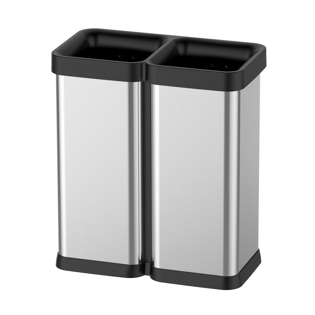 2x7.9 Gallon Kitchen Trash Can, Dual Compartment Waste Bins, Open Top, No Lid Stainless Steel Trash Bin for Kitchen, Office, Restaurant