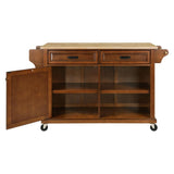 Garvee Natural Wood Top Storage Cabinet with 5 Sturdy Casters, Spice Rack, Towel Holder for Kitchen and Entrance, Mahogany, ANW-B0CQT8GWT2 - Brown