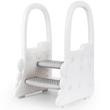 Garvee 2 Step Stool with Handles for Kids, Anti-Slip Sturdy Toddler Step Stool for Toilet Potty Training, Bathroom, Kitchen Counter Standing Helper (Grey) - Grey