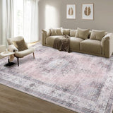 Garvee Area Rug 9x12 Washable Rug for Living Room Non-Slip Stain Resistant Large Carpet Vintage Bedroom Rug Soft Floor Cover Low Pile Distressed Throw Rug for Home Decor Office, Blush - Pink