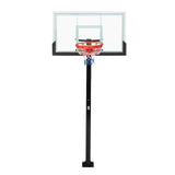Garvee In Ground Basketball System Quick Adjustable Basketball Hoop Outdoor 8-10 ft 55 in Shatterproof Tempered Glass Backboard - Black
