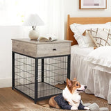 Garvee Dog Crate Furniture, 27" Dog Kennel, Dog House Indoor Use, Chew-Proof, Flip Top Storage, Wooden Dog Cage Sides Gray - Ash