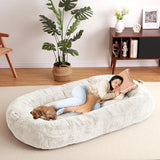 Garvee Giant Dog Bed for Men and Women, 75"x48"x14" - Washable & Plush Dog Bed for People, Suitable for Adults，Human-Sized Bed - Off white
