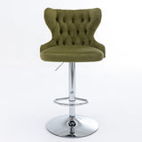Garvee Modern Swivel Barstools PU Leather Upholstered Adjustable Height Bar Stools for Home Pub Kitchen Island Olive Green - Olive Green
