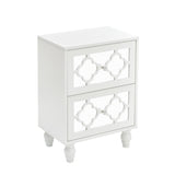 Garvee White Mirrored NightStand, End Table Bedside Table with 2 Mirrored Storage Drawer, Night Stand Side Table for Bedroom, Living Room - White