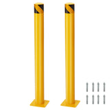 Garvee Safety Bollard 2 Packs, 48 Inch Height Rope Safety Barriers, 4.5 Inch Diameter, Safety Steel Bollard Post with 8 Anchor Bolts, for Traffic Control, Driveway Barrier, Parking Pole Yellow - Yellow