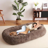 Garvee Giant Dog Bed for People, Washable & Plush Human Sized Dog Bed for Men and Women, Large Dog Bed Suitable for Adults, Anti-Slip Bean Bag for Large Dogs, Human-Sized Bed, 71"x43.3"x10" - Brown