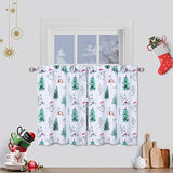 Garvee Christmas Decor Kitchen Bathroom Curtain Window 30 Inches Tier Curtains Window Treatment, Rod Pocket Xmas Tree Snowman Café Curtain Short Curtain for Bedroom, 27"x30", 2 Panels - White