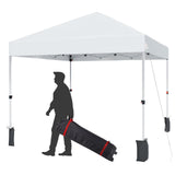 Garvee 8'x8' Instant Pop-Up Canopy Tent - One-Person Setup, Commercial Outdoor Tent with 1-Button Push, Wheeled Bag, 4 Sandbags, 8 Stakes & Ropes, White - White