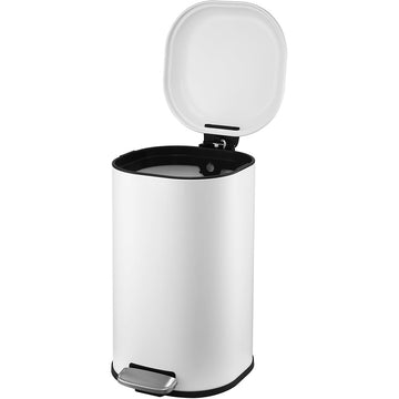 Garvee 8 Gallon Step Trash Can, Square Fingerprint-Proof Foot Pedal Garbage Can with Soft-Close Lid for Kitchen Bathroom Bedroom Living Room Home Office Dorm, Without Inner Bucket, 30-Liter, White