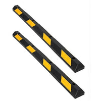 Garvee 72 Inch Heavy Duty Rubber Parking Curb with Reflective Stripes for Garage & Driveway, Yellow, 2 Pack