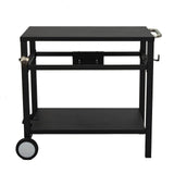Garvee Outdoor Grill Cart with Wheels & Hooks – Portable Utility Table for Pizza Oven, BBQ, and Outdoor Cooking - Black