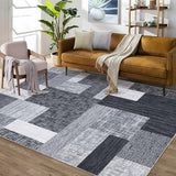 Garvee 8x10 Area Rug Modern Geometric Machine Washable Area Rug for Living Room Bedroom Contemporary Patchwork Non-Slip Stain Resistant Accent Rug Carpet for Home Floor Decoration - Gray