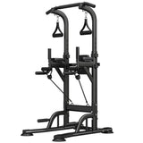 Garvee Freestanding Power Tower with Backrest & Resistance Bands for Home Gym, Adjustable Height 39-90", Black, 450 LBS Capacity