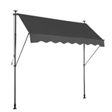 Garvee Manual Retractable Awning for Patio + Waterproof UV Protection + Adjustable Height + Polyester Fabric + No-Screw Installation + Aluminum Alloy Frame + Suitable for Backyards, Gardens, Balconies - Gray