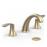 Garvee Bathroom Sink Faucet, Faucet for Bathroom Sink, Widespread Brushed Gold Bathroom Faucet 3 Hole with Stainless Steel Pop Up Drain and cUPC Lead-Free Hose - (Brushed Gold) - Brushed Gold