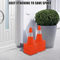 Garvee 12-Pack 18" Traffic Cones with Reflective Collars PVC Base for Road Parking Construction Home Use Orange