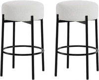 Garvee Set of 2 Modern Sherpa Upholstered Bar Stools with Metal Legs and Footrest for Kitchen Island, Dining Room, White