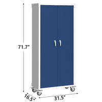 Garvee Metal Storage Cabinets with Lock Doors, 71" Tall Steel Garage Storage Cabinet, Blue Grey, Multipurpose, 2 Doors & 4 Shelves