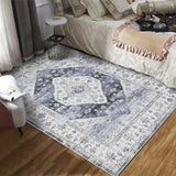 Garvee Rug 5x7 Living Room Rug Washable Rugs for Bedroom Ultra-Soft Indoor Kitchen Rug Vintage Floral Distressed Carpet Non Slip Backing Foldable Thin Rug for Dining Nursery Dorm Office Blue - Blue